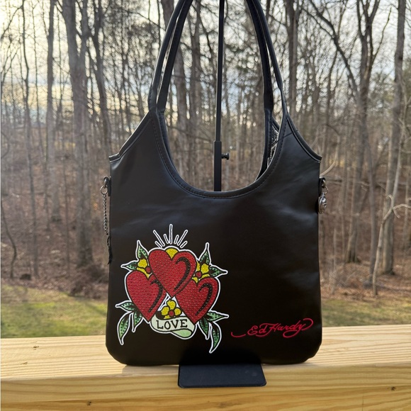 Ed Hardy Handbags - Ed Hardy NWT Heart and Love Design Black Bag